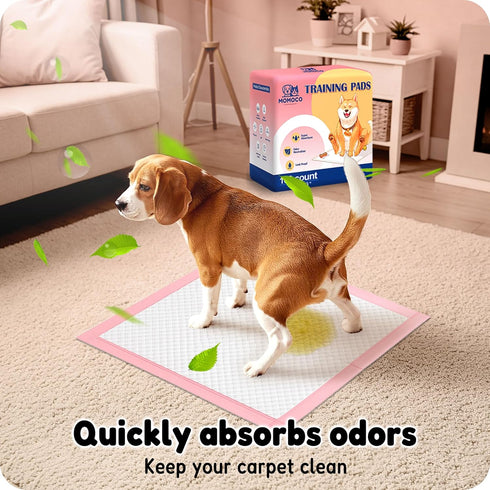 23" 23", 6-Layer 100 Count MoMoCo Pink Puppy Pads x Super Absorbent Dog Pee Pads, Leak-Proof Training Pads for Hardwood