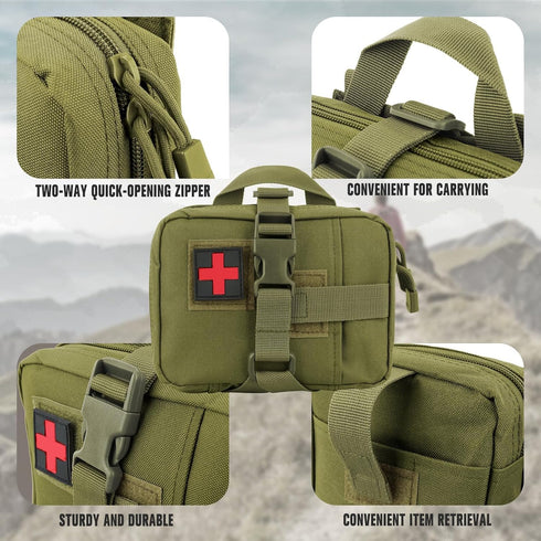 Tactical EMT Pouch IFAK Tear-Away Rip Away First Aid Kit Molle Medical Pouch for Outdoor, Hiking, Hunting Compact