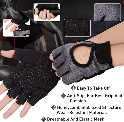 Geyoga 2 Pairs Workout Gloves Adjustable Weight Lifting Gym Exercise Training Breathable Workout Gloves with Full Palm