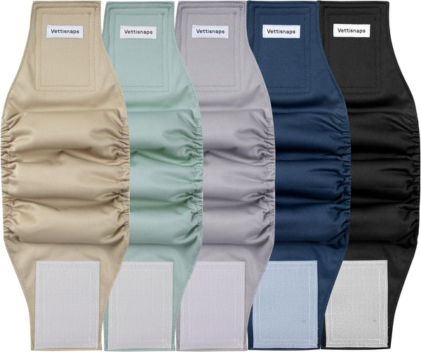 Vettisnaps 5 Pack Dog Diapers Male Reusable Belly Bands Washable for Small Male