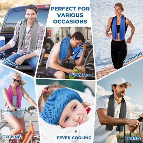 8 Pack (40"x 12"), Sukeen Cooling Towels Cooling Towels for Neck and Face, Microfiber Breathable Towel for Hot Weather