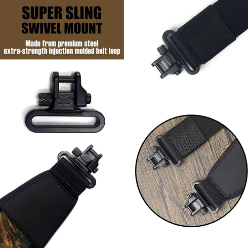 HUNTPAL 2 Point Shotgun Sling, Rifle Sling with Swivels, Quick Length Adjustment, Neoprene Padded Strap