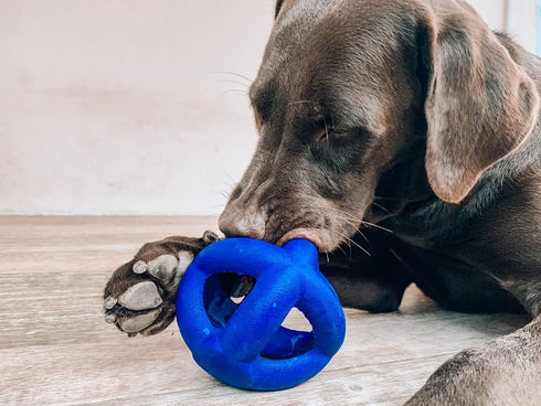 Tuff Pupper SuperChewy Tough Dog Cage Ball Toy, Strong Natural Rubber, Great Fetch Toy for Large Breeds