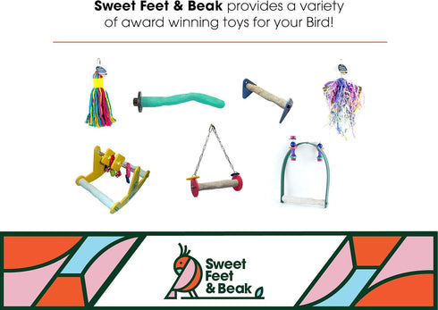 8.5" Sweet Feet and Beak Comfort Grip Safety Perch for Bird Cages - Pedicure Perch for Birds to Keep Nails and Beaks