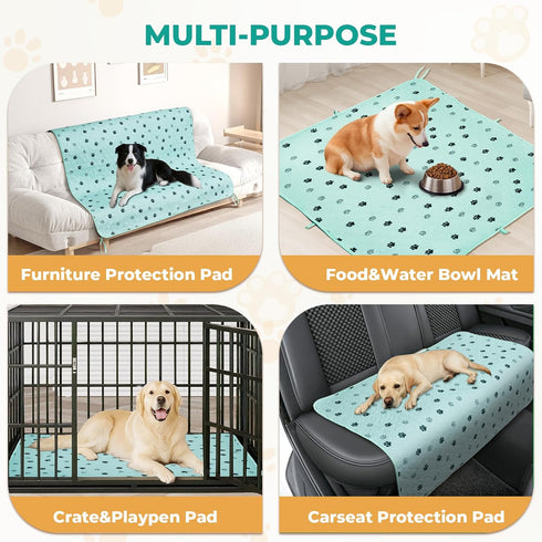 2 Pack 36"x48" 8 Fostanfly Washable Pee Pads for Dogs, Large Ultra-Absorbent and Leak-Proof Non-Slip Reusable Potty
