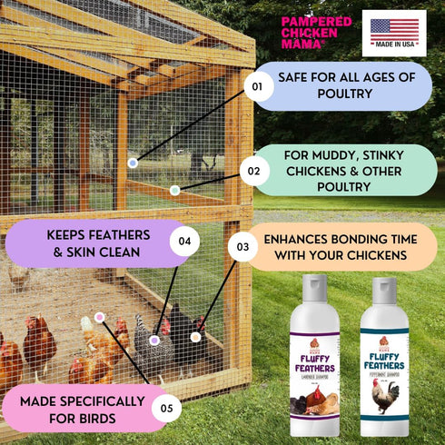 Feather Shampoo for Chickens | Bird Shampoo for Cockatiels, Cockatoo, Parrots: Poultry Conditioner & Baby Chicken
