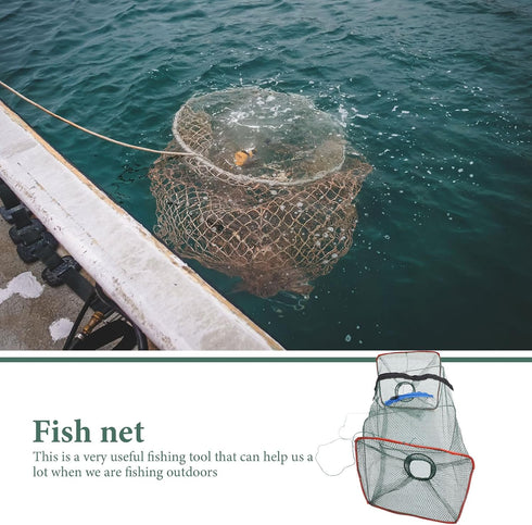 3pcs 50x20x20cm Toyvian Foldable Lobster Trap Shrimp Fishing Net with Spring Frame, Small Mesh Bait Trap for Outdoor