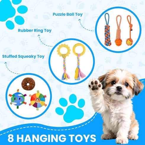 8 Almaro Puppy Play Gym with Hanging Toys Indoor Enrichment Activity Center for Puppies & Small Dogs Stable A-Frame