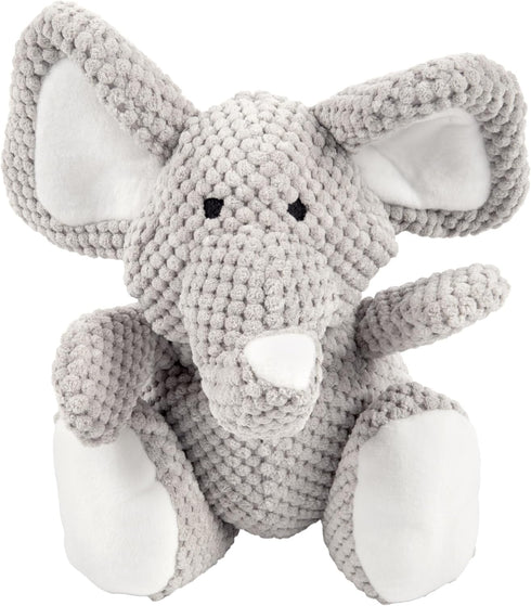 goDog Checkers Elephant Tough Plush Toy with Chew Guard Technology, Durable Checkered