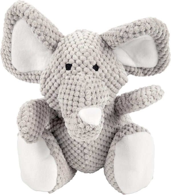 goDog Checkers Elephant Tough Plush Toy with Chew Guard Technology, Durable Checkered
