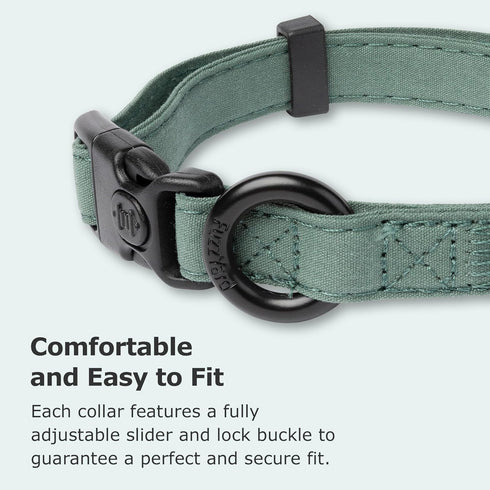 FuzzYard Life Stylish Dog Collars | Size M | Premium Cotton Design in Myrtle Green for Everyday Wear