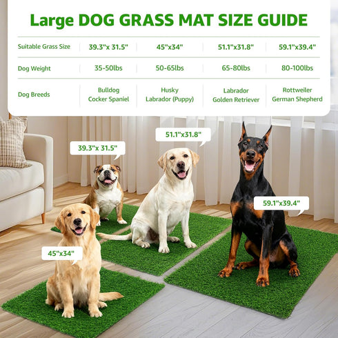 (45"x35.4") Artificial Pet Pee Grass Mat for Puppy, Pet Turf Fake Grass Replacement Pad for Dog Potty Training, Indoor