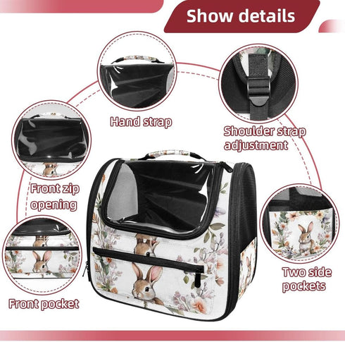 Travel-Friendly Transparent Bunny Rabbit Pet Carrier for Small Dogs and Kittens
