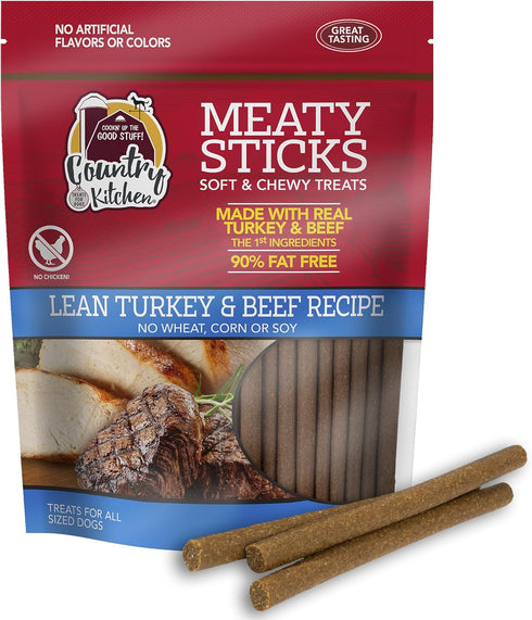 Country Kitchen Beef & Turkey Meaty Sticks Soft Chew Dog Treats, Great