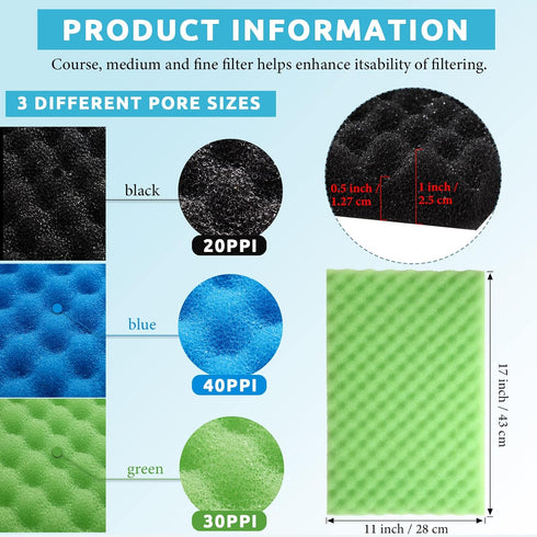 9 17 11 Inch 1/2 1 Inch, Pcs Fish Pond Foam Aquarium Filter Sponge Wave Shape Coarse Foam for Fish Tank Sump Pond x x