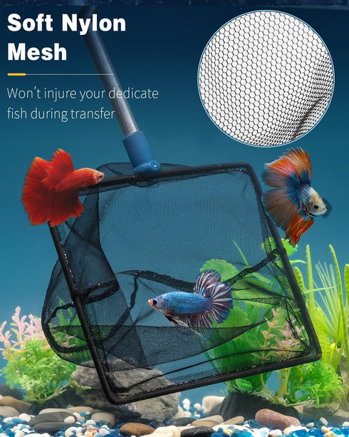 Pawfly Aquarium Fish Net with Extendable 9-24 Inch Long Handle for Betta Fish Tank Small Koi Pond and Pool by Pawfly