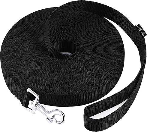 AmaGood Dog/Puppy Obedience Recall Training Agility Lead, Long Leash for Dog Training, 20 feet, Black