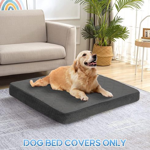 CHHKON Replacement Washable Dog Bed Covers - Waterproof Pet Puppy Bed Cover (Dark Grey, 36x27x6 inch)