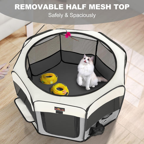 Aivituvin Dog Playpen Foldable Pet Play Pens with Carrying Bag for Cat, Puppies, Rabbits, Chickens, Durable Portable