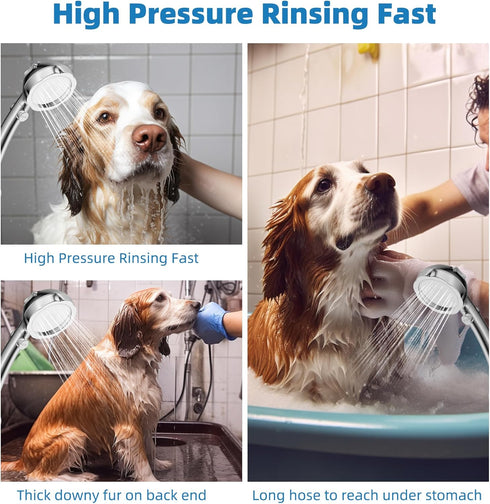 Hibbent Dog Shower Sprayer Attachment Set - 119 Inch Hose, Handheld Shower Head, Bathroom Sprayer Kit