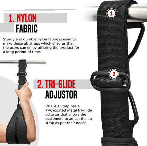 RDX AB Straps for Pull Up Bar Hanging (Pair), Maya Hide Leather Padded Arm Support Slings for Fitness Workout