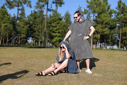 Hiturbo Changing Towel Robe, Absorbent Hooded Surf Poncho Quick-Dry Blanket Towels with Front Pocket for Swiming