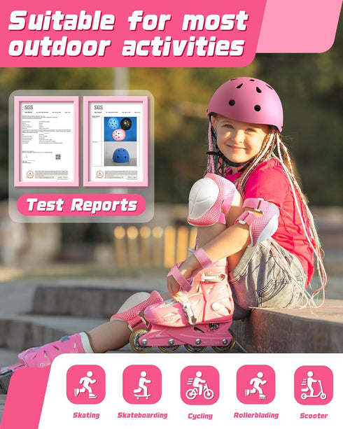 Set, 2-3-5-8-14 Set Elbow 6 Kids Bike Helmet Adjustable Helmet for Ages Year Boys Girls, Toddler Pad with Knee and Pads