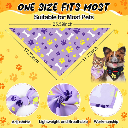 120 Packs Reginary Dog Bandanas Bulk Dog Paw Scarf Adjustable Holiday Pet Scarf Washable Scarves Triangle Drool Bibs