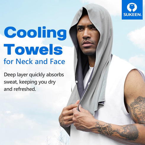 Sukeen Cooling Hoodie Towel, Absorbent Quick-Drying Cooling Towels for Neck and Face, UV Sun Protection