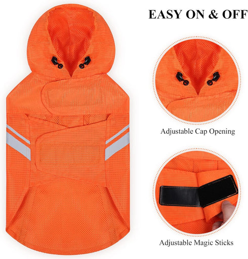 VIVAGLORY Dog Raincoat for Medium Dogs, Lightweight Reflective Safety Vest Jackets for Adventures, Orange
