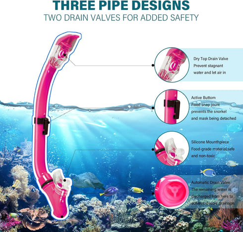 Kids Snorkeling Set, Children Mask Fin Snorkel Gear with Adjustable Flippers & Travel Bags