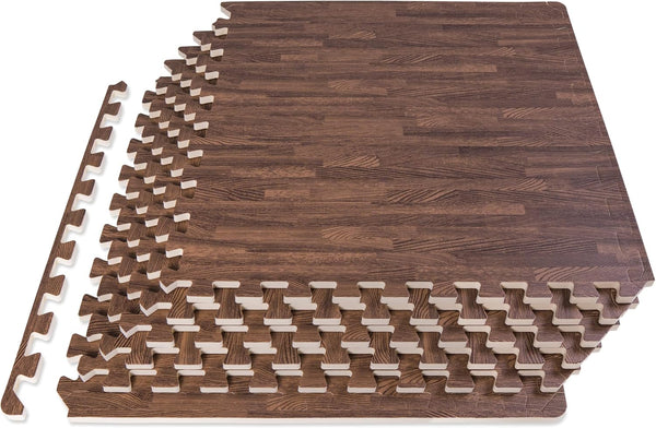 ProsourceFit Wood Grain Puzzle Mat -inch, 6 EVA Foam Interlocking Floor Tiles