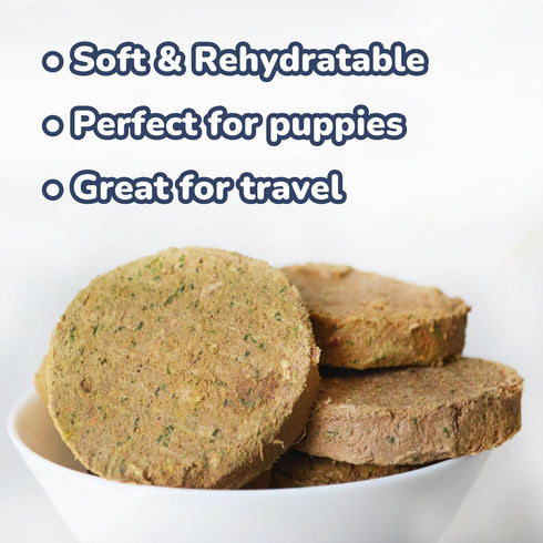healthybud Raw Dog Food - Freeze Dried Turkey Patties, Grain Free Puppy Food, Human Grade, High Protein, Dehydrated