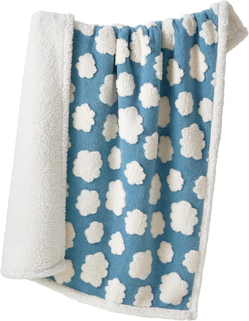 Lesure Waterproof Dog Blanket for Large Dogs - Washable Double Sided Blanket with Warm Jacquard Shag, Blue
