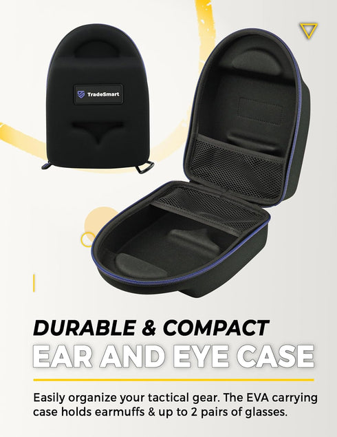 TradeSmart All-in-One Shooting Ear Protection - Comfort+ NRR 28 Earmuffs, Glasses & Earplugs with Carry Case