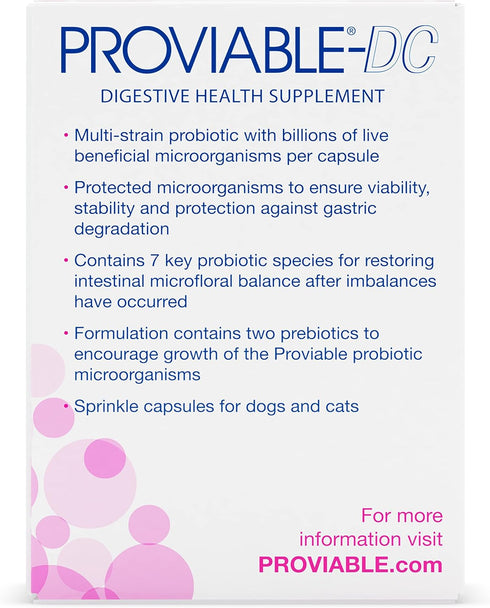 30 Nutramax Proviable Probiotics for Dogs and Cats, Daily Digestive Health Supplement with Multiple Strains