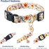 Cute Beige Flower Pattern Dog Collar, Adjustable Holiday Gift for Medium to X-Large Breed Dogs