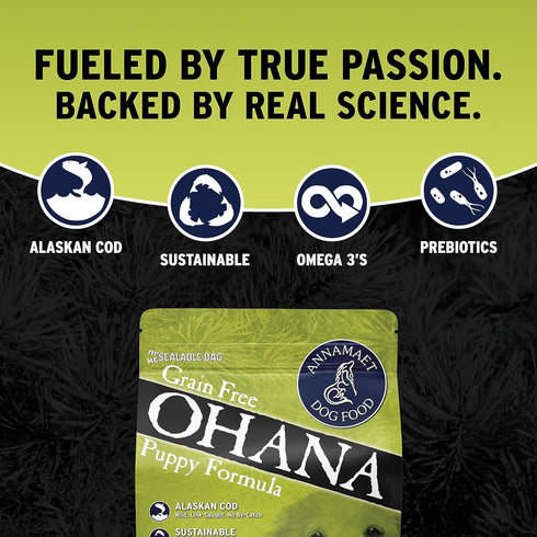 Annamaet Grain-Free Ohana Puppy Dry Dog Food, Line-Caught Cod & Whitefish, 5-lb Bag