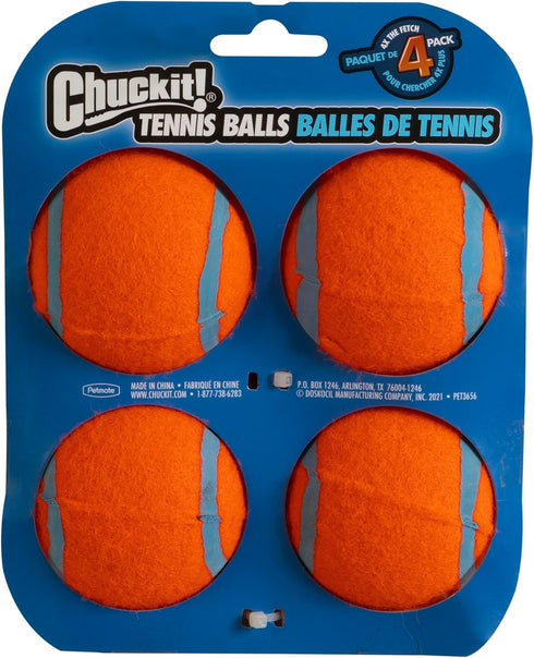 Chuckit Dog Tennis Ball Dog Toy, Medium (2.5 Inch Diameter) for dogs 20-60 lbs, Pack of 4