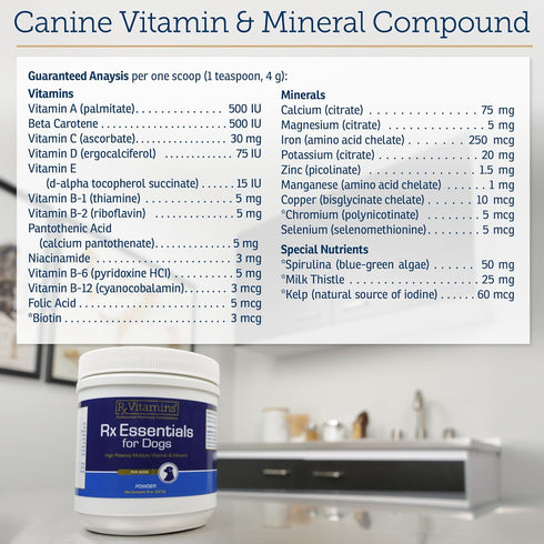 8 oz Rx Vitamins Essentials for Dogs - Daily Vitamins & Minerals - with Blue Spirulina, Kelp Powder, and Milk Thistle