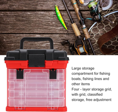 Fishing Tackle Box Kit Multifunctional Portable 4 Layer Fishing Tackle Box with Handle for Tools