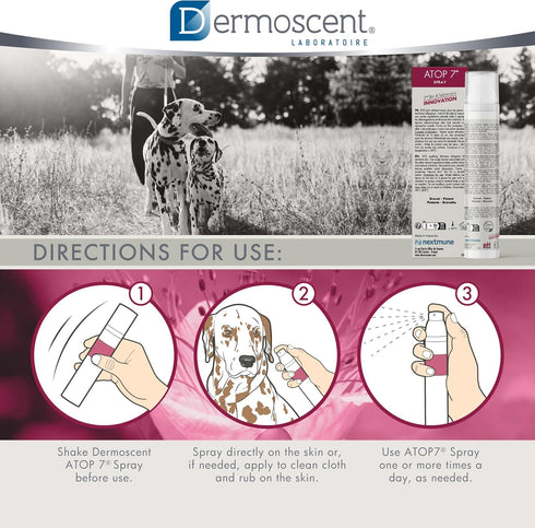 Dermoscent ATOP 7 Spray for Dogs and Cats - Soothing Skincare for Itchy Skin Relief, 75 ml