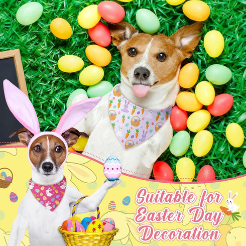 100 Set 25 (25.6 17.7 17.7) Abbylike Pcs Easter Dog Bandanas Bulk Bunny Egg Carrot Bandanas for Dogs Triangle Kerchief