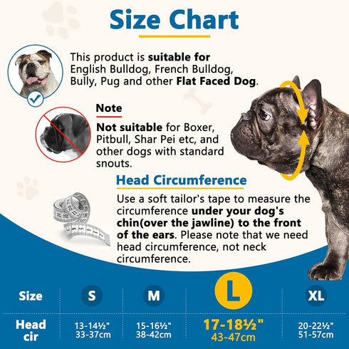 BARKLESS Short Snout Dog Muzzle, Soft Silicone Flat Faced Muzzle for French Bulldog, Shih Tzu, and Pug Grooming.