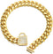 Designer Dog Collar 14mm Gold Metal Stainless Steel with Zirconia Lock, 18K Gold Cuban Link Necklace Chain (10 inch)