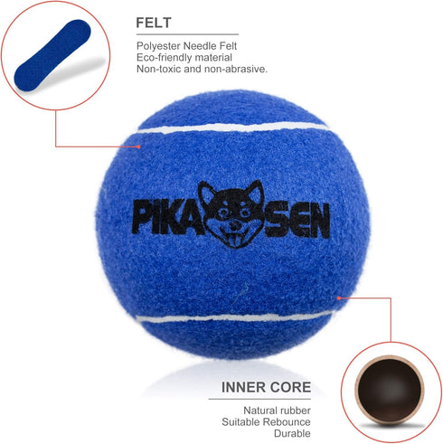 Dog Squeaky Tennis Balls - Premium Strong Dog & Puppy Balls in 3 Sizes for Training and Play, Red Yellow Blue