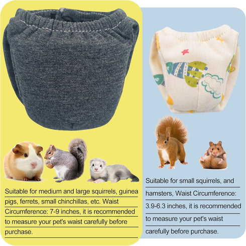 LYML.E1 2PCS Small Pet Diapers,Guinea Pig Diapers,Reusable Squirrel Diapers,Washable,Specially Designed for Use on Pet