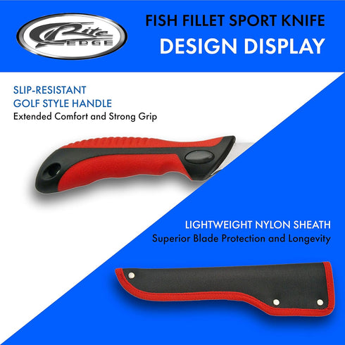 SZCO Supplies 12 Supplies Fish Fillet Sport Knife, Red/Black, Model 211183