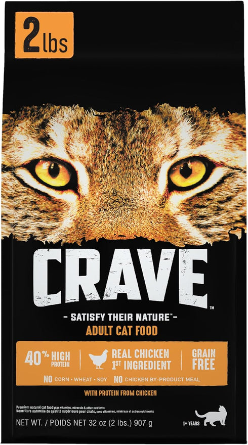 CRAVE Grain Free Adult High Protein Natural Dry Cat Food with Protein from Chicken, 2 lb. Bag