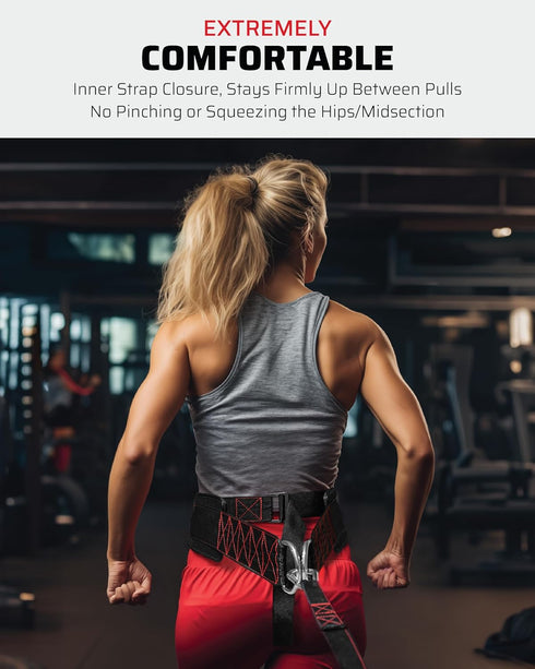Sled Pulling Belt Adjustable Closure with 2 Sled Pulling Straps & 4 Hooks for Resistance Training, Strength, Agility
